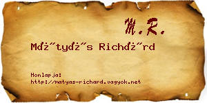 Mátyás Richárd névjegykártya